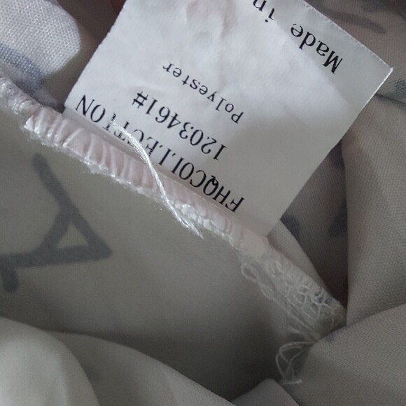 FHQ Womens M Shirt Script Top Ruffle Collar Button Front Poet Sleeves White - Picture 11 of 12